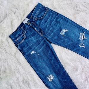 Current/Elliot medium wash The Skinny low rise distressed blue jeans Size 24